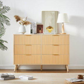 Natural Wave Pattern Particleboard Cabinet With 6 Drawers - Omega Lifestyles