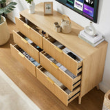 Natural Wave Pattern Particleboard Cabinet With 6 Drawers - Sleep Galleria