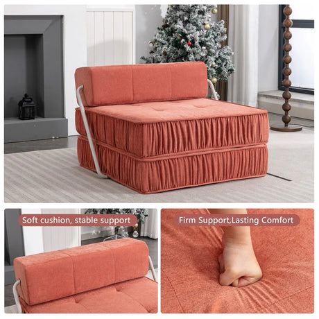 Orange Convertible Chenille Folding Sofa Chair - Omega Lifestyles