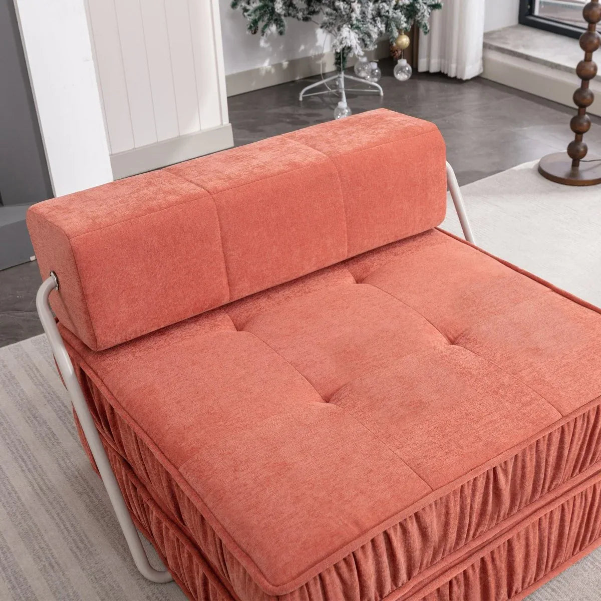 Orange Convertible Chenille Folding Sofa Chair - Omega Lifestyles
