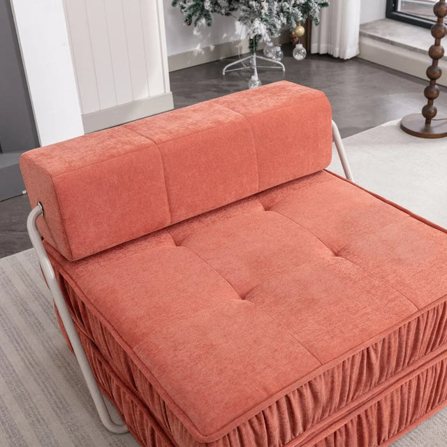 Orange Convertible Chenille Folding Sofa Chair - Omega Lifestyles