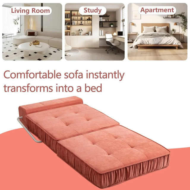 Orange Convertible Chenille Folding Sofa Chair - Omega Lifestyles