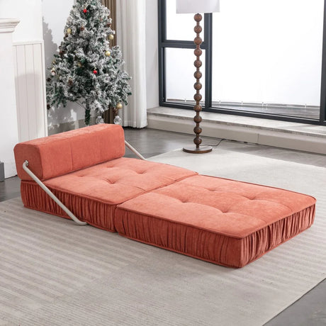 Orange Convertible Chenille Folding Sofa Chair - Omega Lifestyles