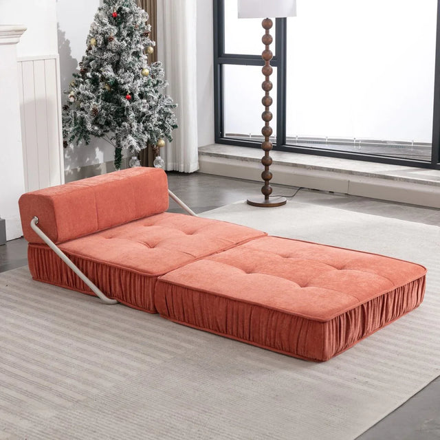 Orange Convertible Chenille Folding Sofa Chair - Omega Lifestyles