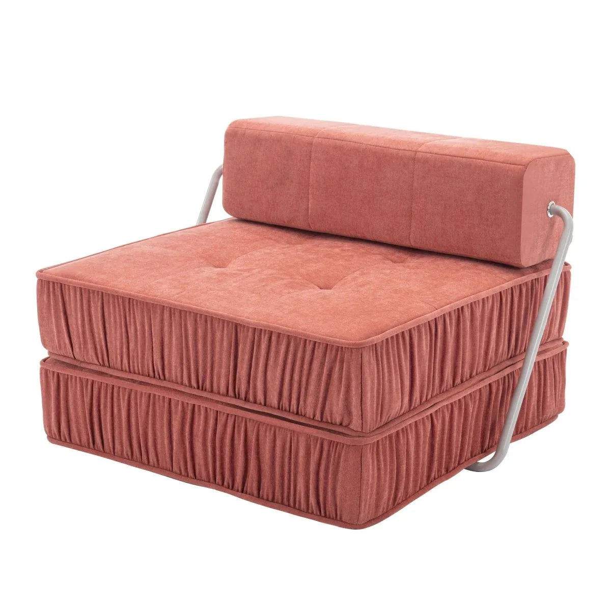 Orange Convertible Chenille Folding Sofa Chair - Omega Lifestyles