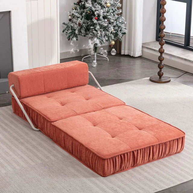 Orange Convertible Chenille Folding Sofa Chair - Omega Lifestyles