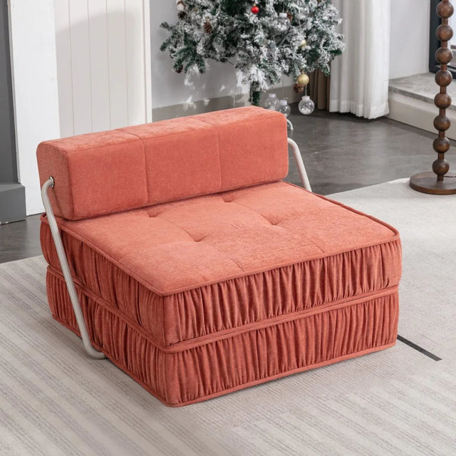 Orange Convertible Chenille Folding Sofa Chair - Omega Lifestyles