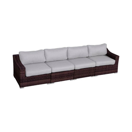 Outdoor 4 - Piece Wicker Sectional Seating Group With Cushions - Driftwood - Omega Lifestyles
