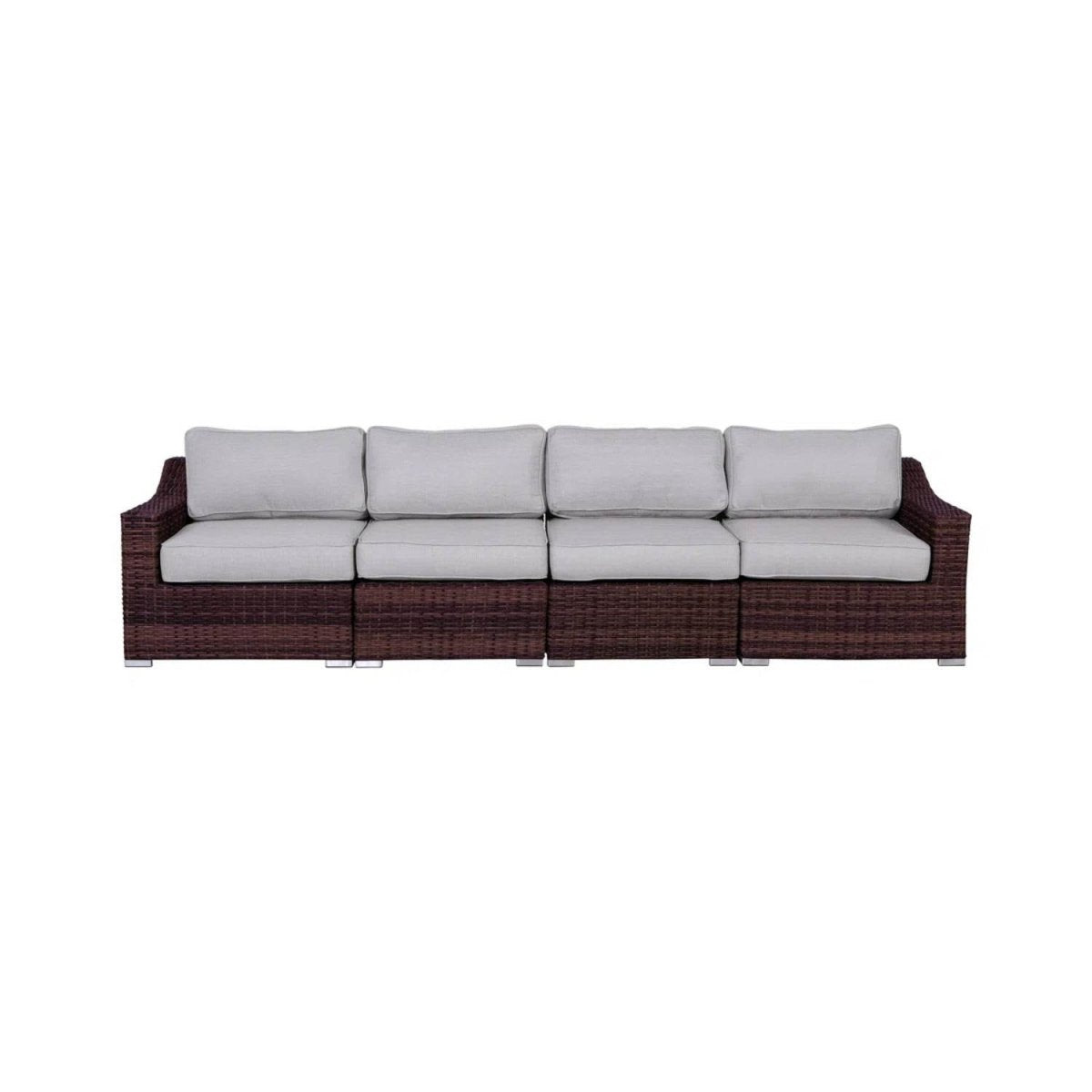 Outdoor 4 - Piece Wicker Sectional Seating Group With Cushions - Driftwood - Omega Lifestyles