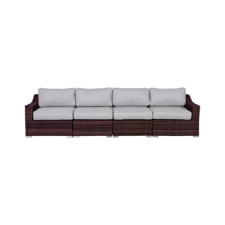 Outdoor 4 - Piece Wicker Sectional Seating Group With Cushions - Driftwood - Omega Lifestyles