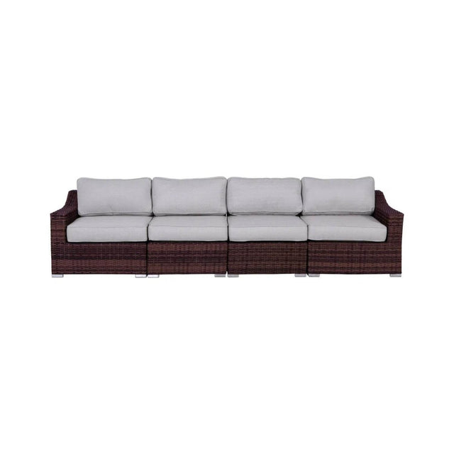 Outdoor 4 - Piece Wicker Sectional Seating Group With Cushions - Driftwood - Omega Lifestyles