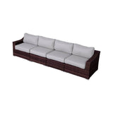 Outdoor 4 - Piece Wicker Sectional Seating Group With Cushions - Driftwood - Omega Lifestyles
