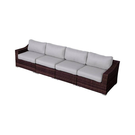 Outdoor 4 - Piece Wicker Sectional Seating Group With Cushions - Driftwood - Omega Lifestyles