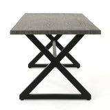 Outdoor Aluminum Dining Table With Steel Frame Gray Black - Omega Lifestyles
