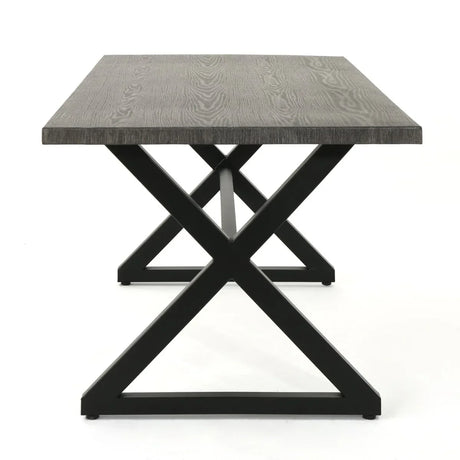 Outdoor Aluminum Dining Table With Steel Frame Gray Black - Omega Lifestyles
