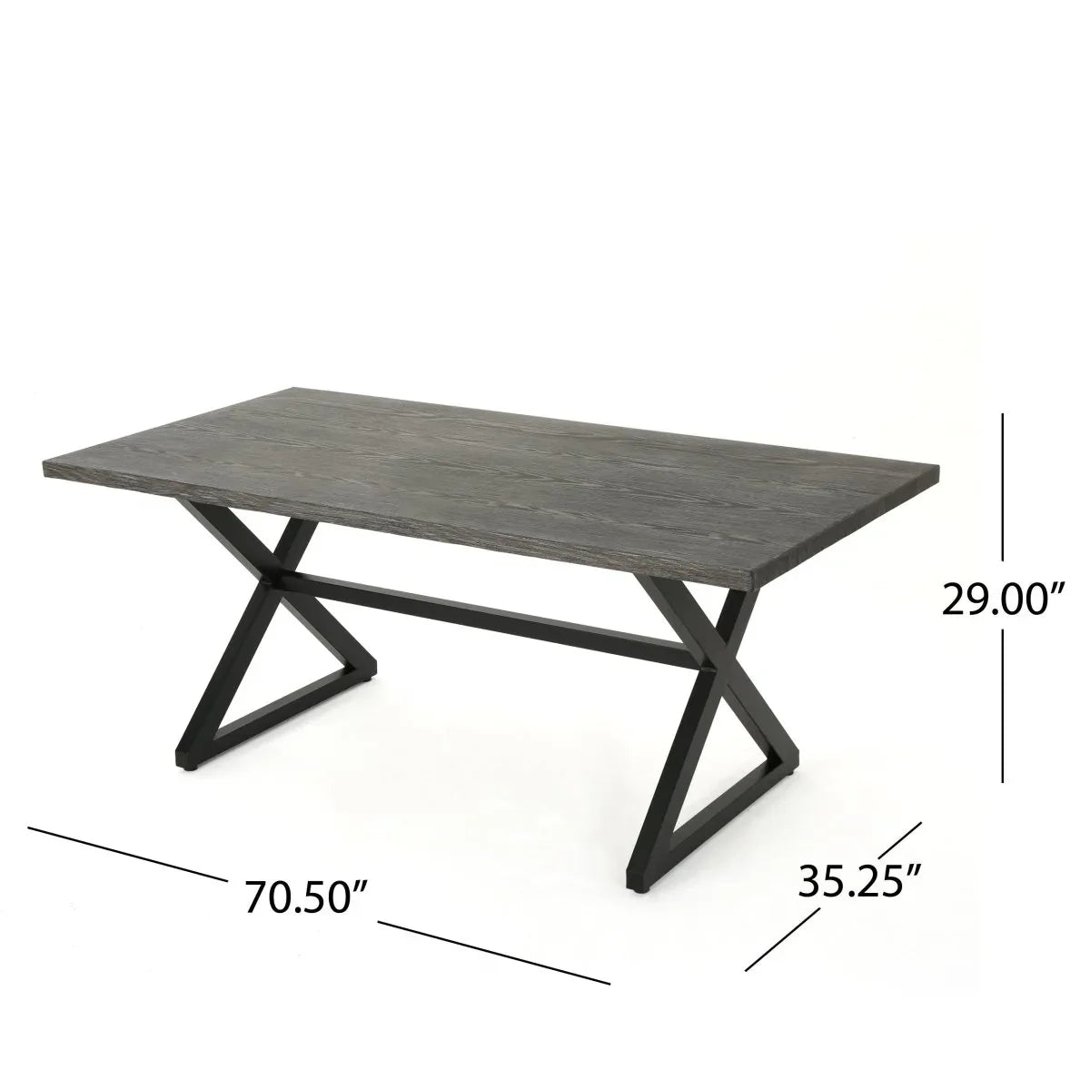 Outdoor Aluminum Dining Table With Steel Frame Gray Black - Omega Lifestyles