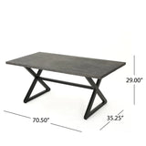 Outdoor Aluminum Dining Table With Steel Frame Gray Black - Omega Lifestyles
