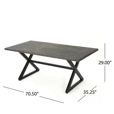 Outdoor Aluminum Dining Table With Steel Frame Gray Black - Omega Lifestyles