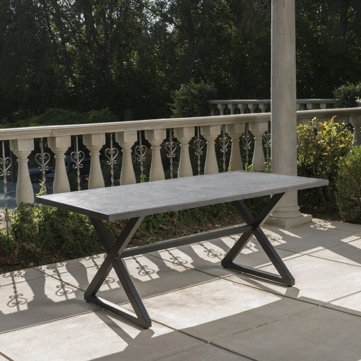 Outdoor Aluminum Dining Table With Steel Frame Gray Black - Omega Lifestyles