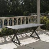 Outdoor Aluminum Dining Table With Steel Frame Gray Black - Omega Lifestyles
