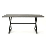 Outdoor Aluminum Dining Table With Steel Frame Gray Black - Omega Lifestyles