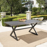 Outdoor Aluminum Dining Table With Steel Frame Gray Black - Omega Lifestyles