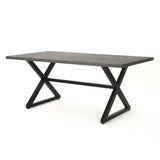 Outdoor Aluminum Dining Table With Steel Frame Gray Black - Omega Lifestyles