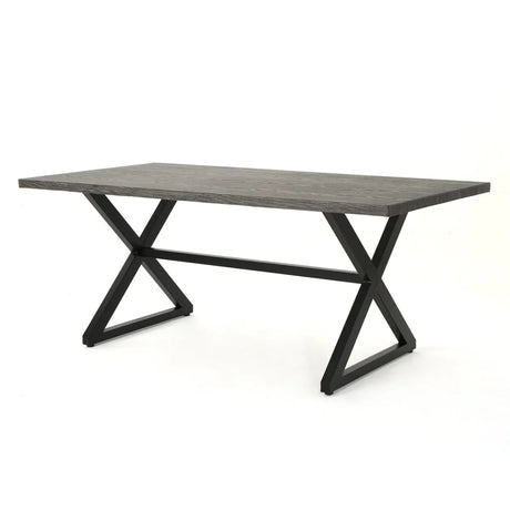 Outdoor Aluminum Dining Table With Steel Frame Gray Black - Omega Lifestyles