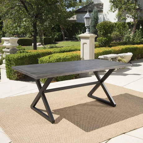 Outdoor Aluminum Dining Table With Steel Frame Gray Black - Omega Lifestyles