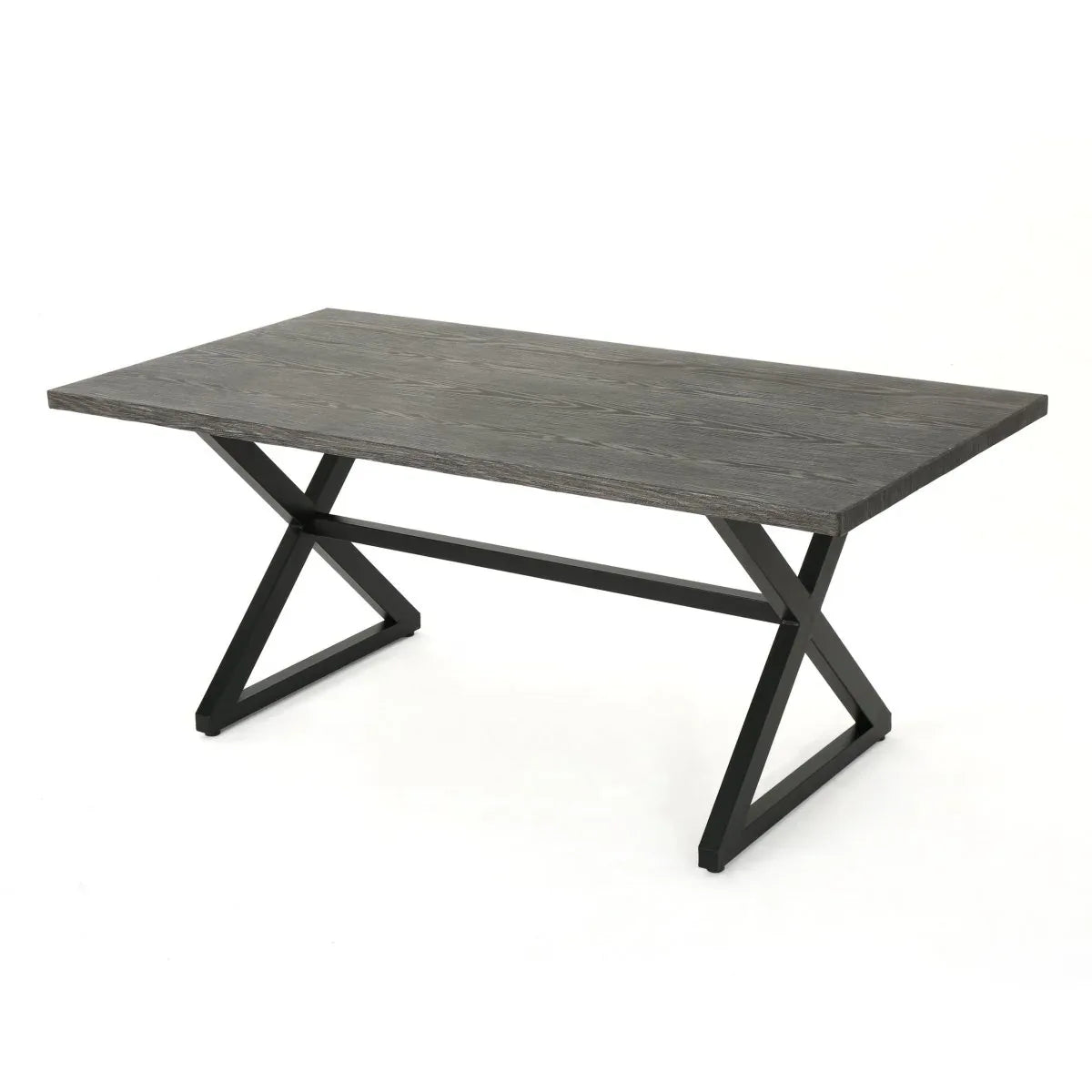 Outdoor Aluminum Dining Table With Steel Frame Gray Black - Omega Lifestyles
