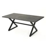 Outdoor Aluminum Dining Table With Steel Frame Gray Black - Omega Lifestyles