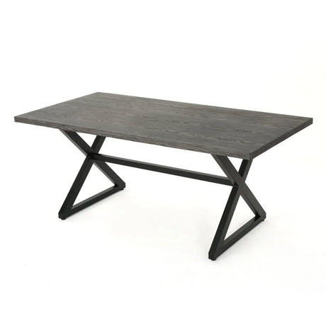 Outdoor Aluminum Dining Table With Steel Frame Gray Black - Omega Lifestyles