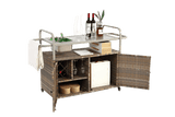 Outdoor Bar Table With Wicker Cabinet Steel Top Cart - Omega Lifestyles