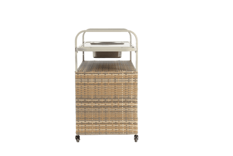 Outdoor Bar Table With Wicker Cabinet Steel Top Cart - Omega Lifestyles