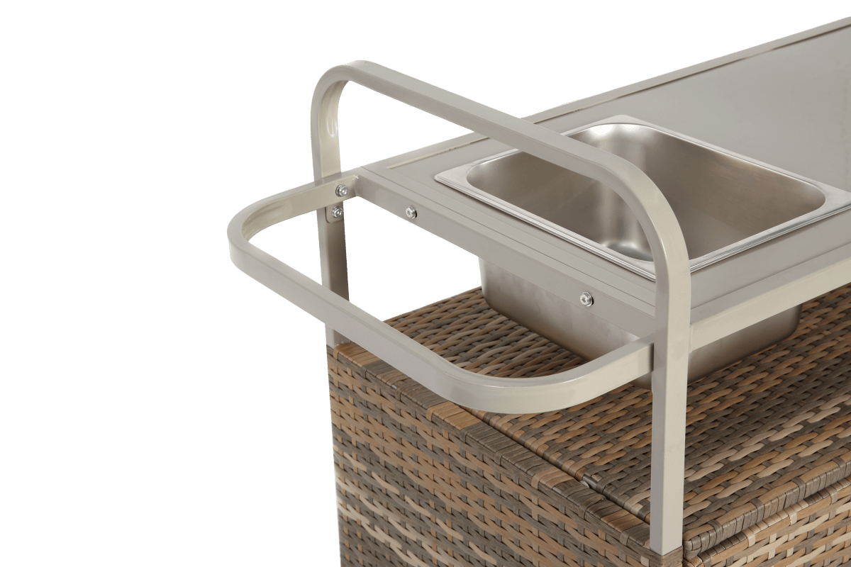 Outdoor Bar Table With Wicker Cabinet Steel Top Cart - Omega Lifestyles