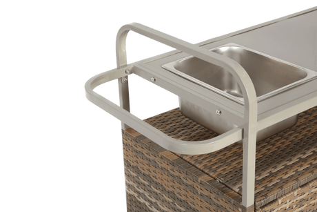 Outdoor Bar Table With Wicker Cabinet Steel Top Cart - Omega Lifestyles