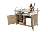 Outdoor Bar Table With Wicker Cabinet Steel Top Cart - Omega Lifestyles