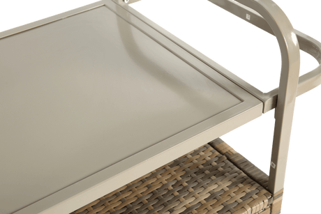 Outdoor Bar Table With Wicker Cabinet Steel Top Cart - Omega Lifestyles