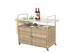 Outdoor Bar Table With Wicker Cabinet Steel Top Cart - Omega Lifestyles