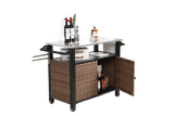 Outdoor Kitchen Wicker Rolling Cart With Storage Cabinet - Omega Lifestyles