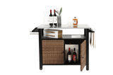 Outdoor Kitchen Wicker Rolling Cart With Storage Cabinet - Omega Lifestyles