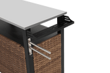 Outdoor Kitchen Wicker Rolling Cart With Storage Cabinet - Omega Lifestyles