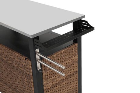 Outdoor Kitchen Wicker Rolling Cart With Storage Cabinet - Omega Lifestyles