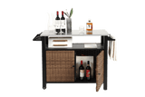 Outdoor Kitchen Wicker Rolling Cart With Storage Cabinet - Omega Lifestyles