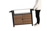 Outdoor Kitchen Wicker Rolling Cart With Storage Cabinet - Omega Lifestyles