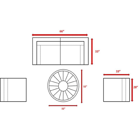 Outdoor Loveseat Set With Plush Cushions And Fire Pit - Driftwood - Omega Lifestyles
