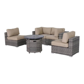 Outdoor Loveseat Set With Plush Cushions And Fire Pit - Omega Lifestyles