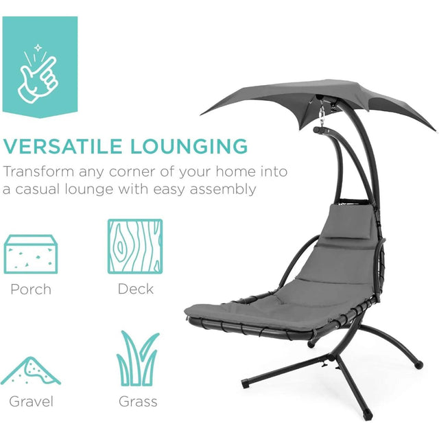 Outdoor Steel Chaise Lounge Chair With Canopy - Omega Lifestyles