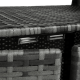 Outdoor Wicker Patio Bar Serving Cart With Wheels - Driftwood - Omega Lifestyles