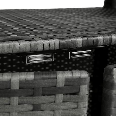 Outdoor Wicker Patio Bar Serving Cart With Wheels - Driftwood - Omega Lifestyles